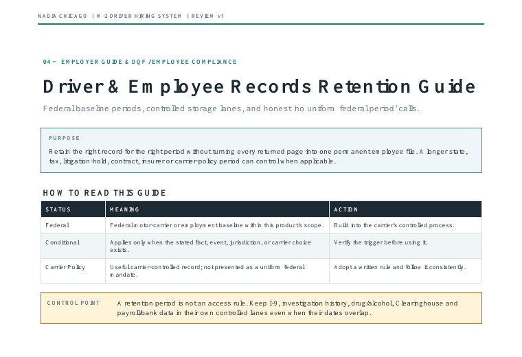 Protected crop of the driver and employee records retention guide
